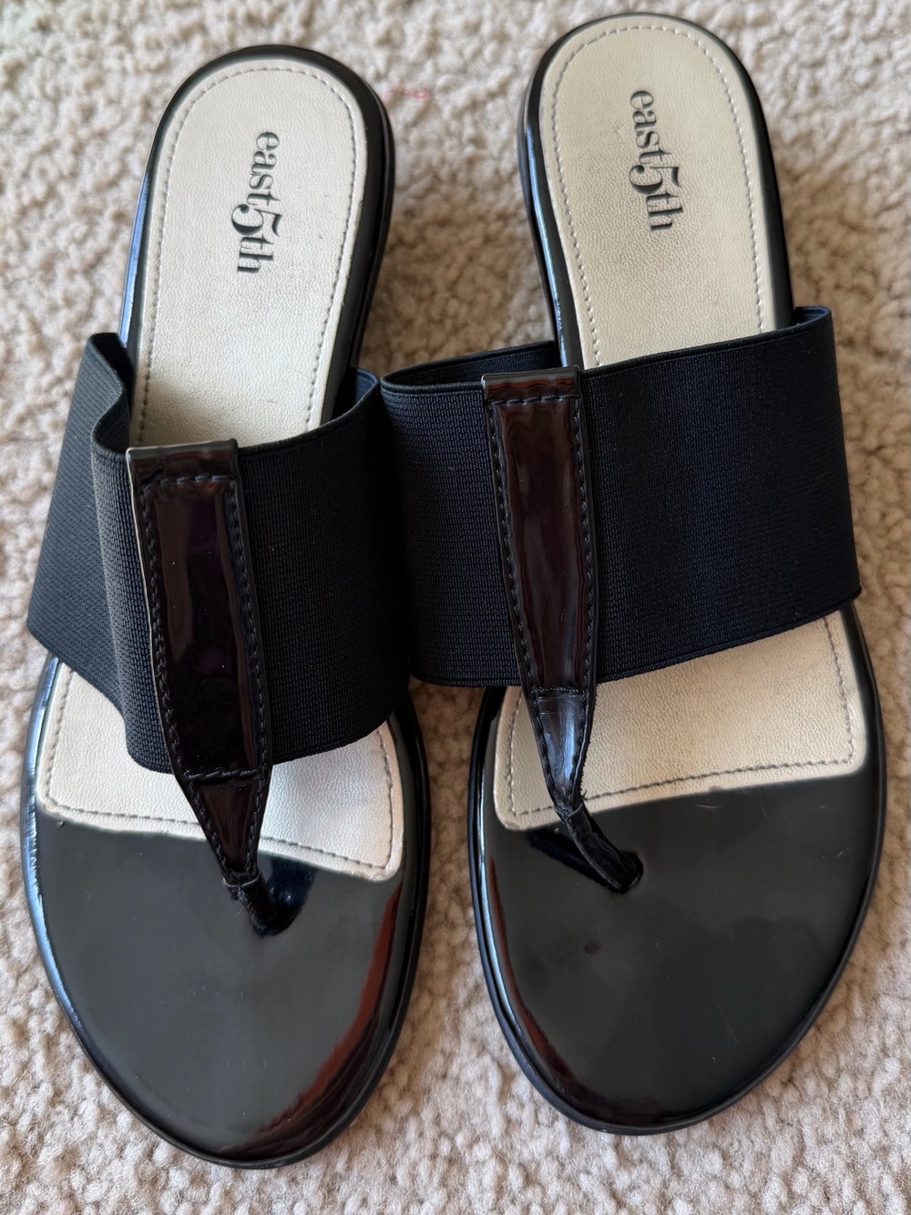Easy Spirit Black Elastic Thong Slide Sandals
